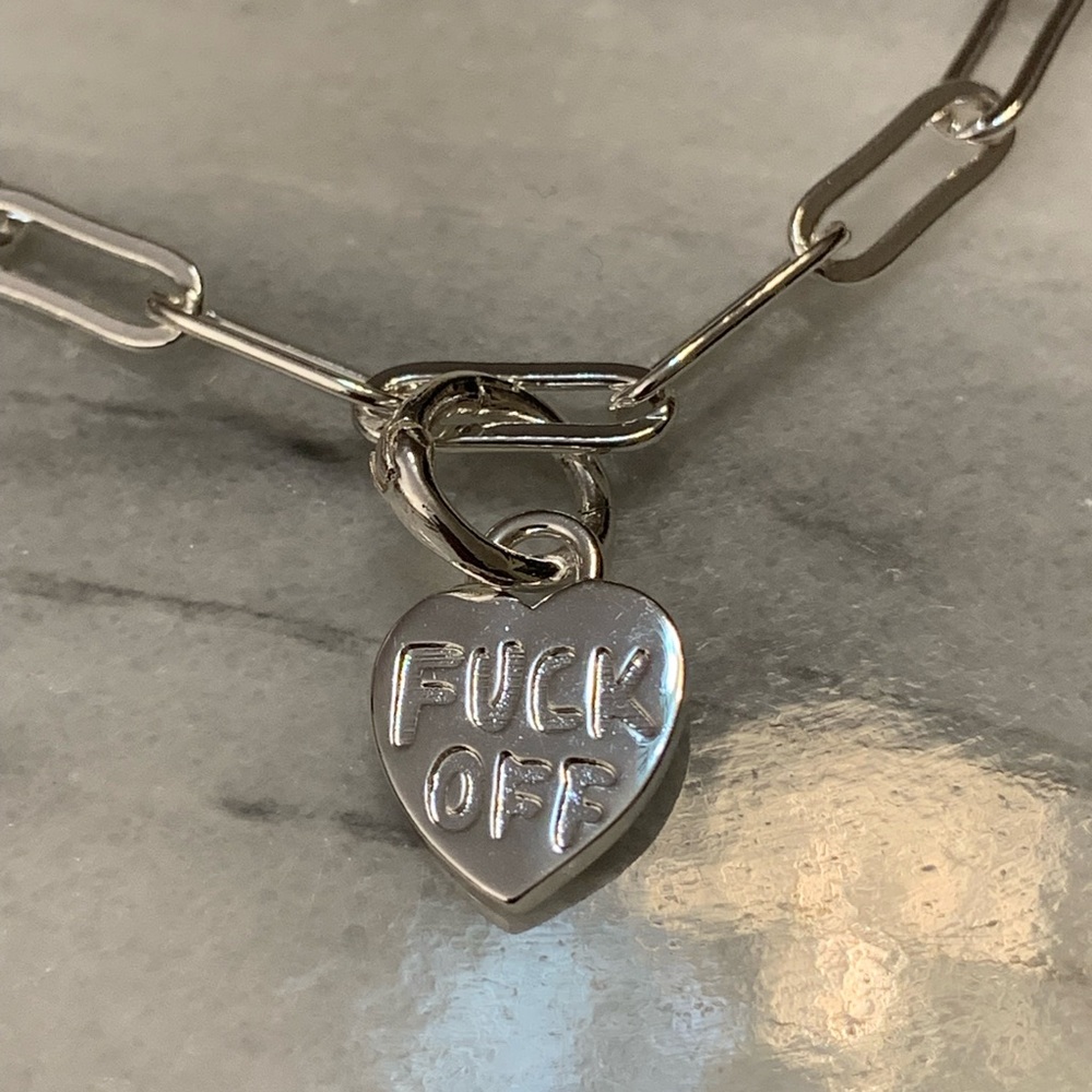 Paperclip Link Chain Bracelet with “FO” Charm
